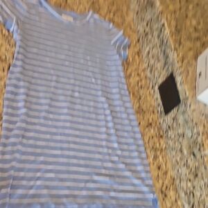 Lou & Grey, Blue and White Striped T-Shirt Dress
